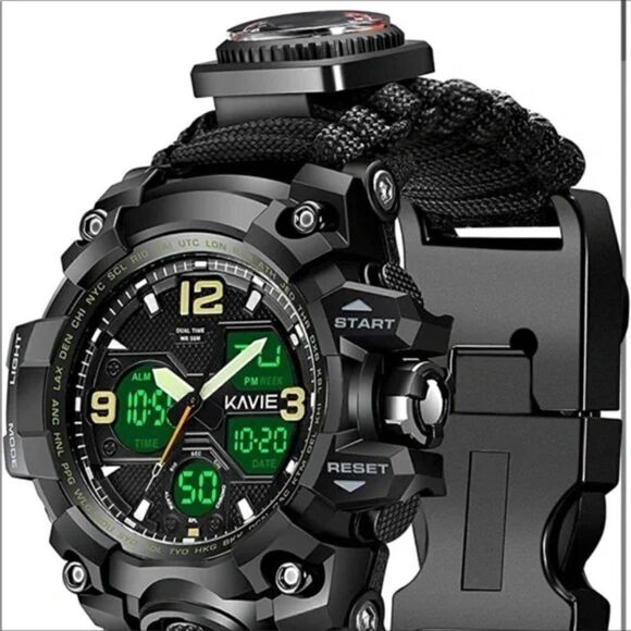 New 23-in-1 Survival Military Digital Watch, Mens Tactical Multi-Functional - Picture 3 of 6